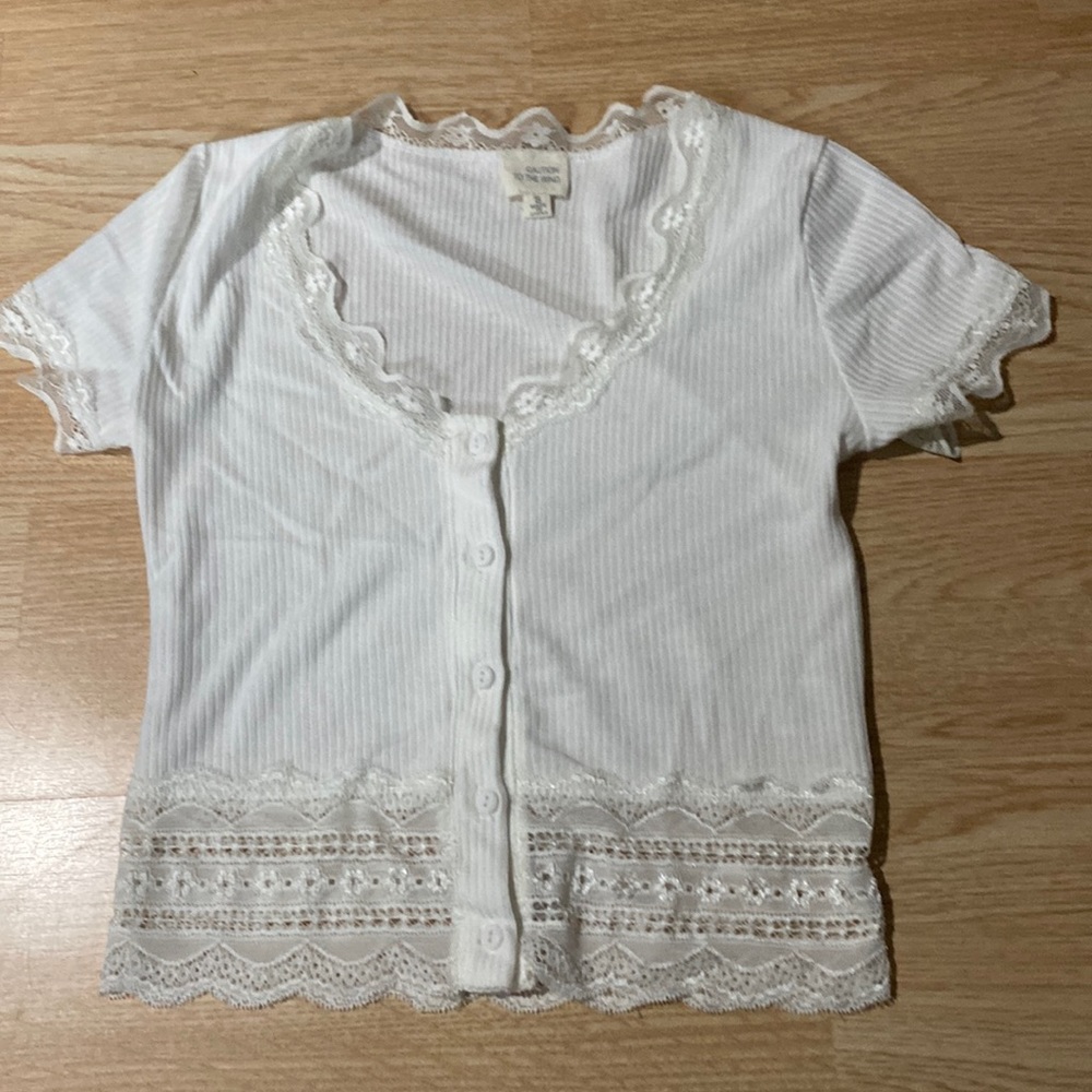 White lacey crop top